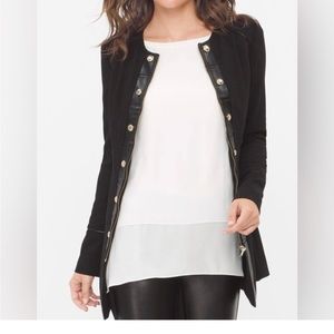 WHBM Black Faux Leather Trim Jacket